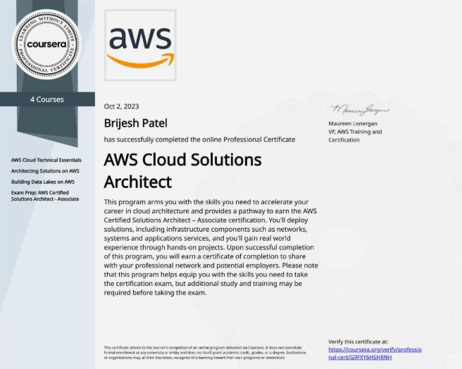 AWS Cloud Solutions Architect Professional Certificate