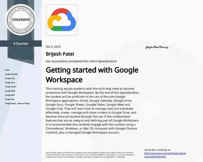 Getting started with Google Workspace Specialization