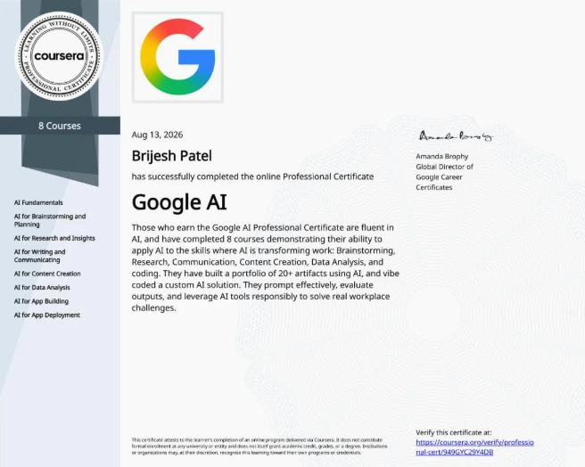 Google AI Professional Certificate
