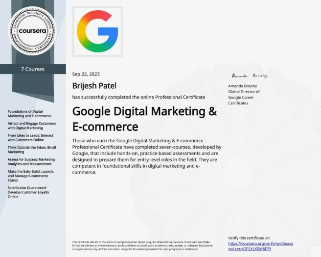 Google Digital Marketing & E-commerce Professional Certificate
