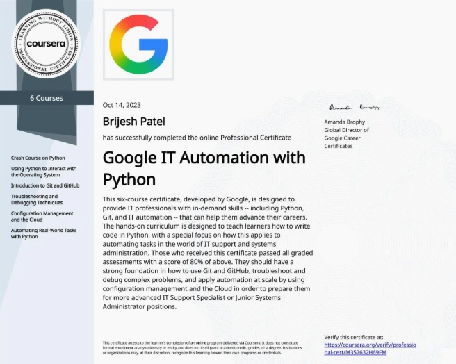 Google IT Automation with Python Professional Certificate