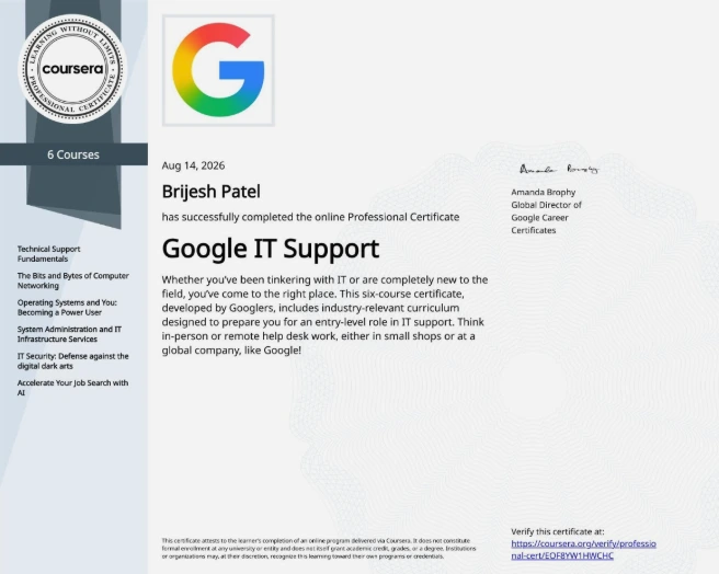 Google IT Support Professional Certificate