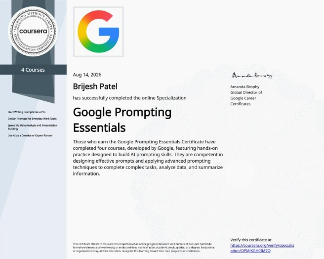 Google Prompting Essentials Specialization