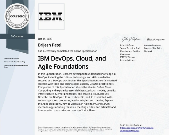IBM DevOps, Cloud, and Agile Foundations Specialization