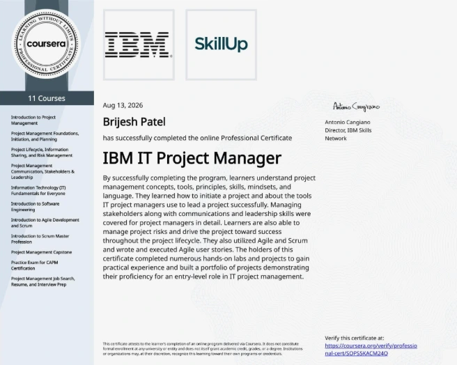 IBM IT Project Manager Professional Certificate