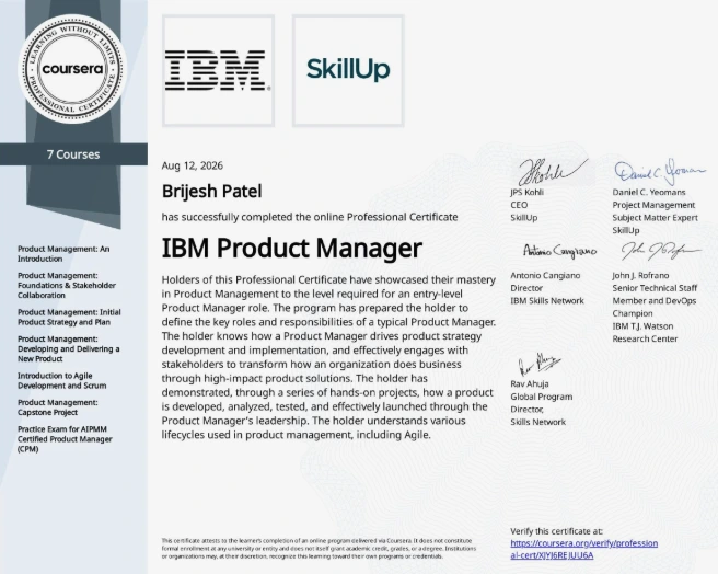 IBM Product Manager Professional Certificate