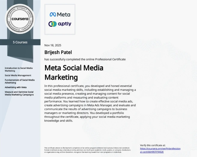 Meta Social Media Marketing Professional Certificate