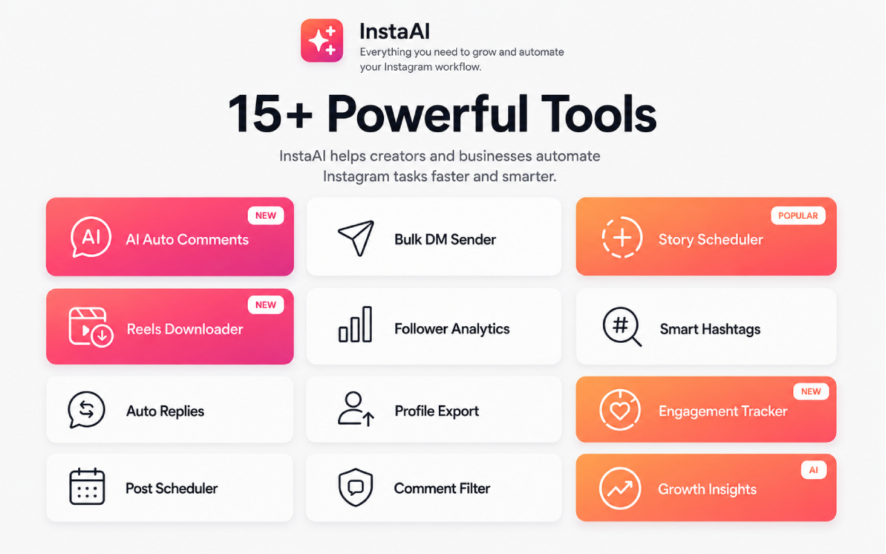 Instagram AI Assistant Chrome Extension Interface - Smart Engagement Automation
