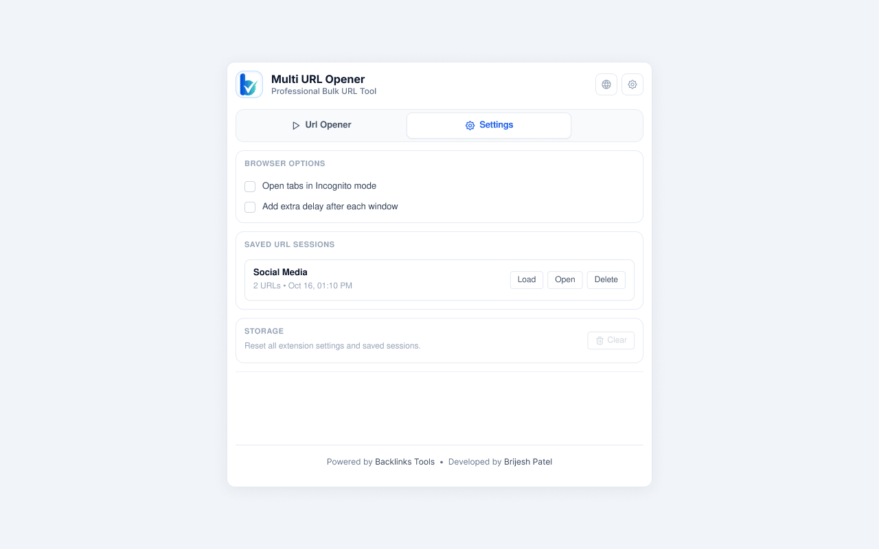 Multi URL Opener - Quick Settings Popup