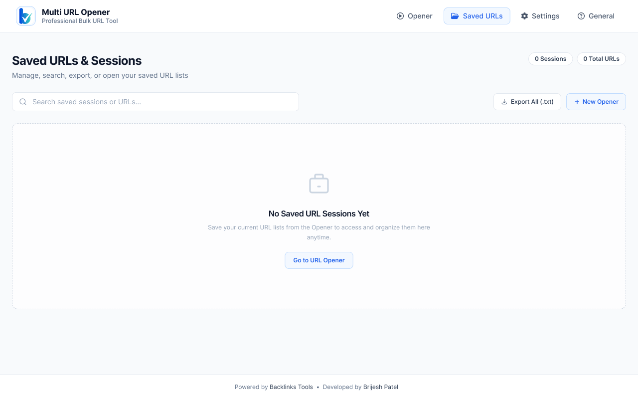 Multi URL Opener - Saved URL Collections